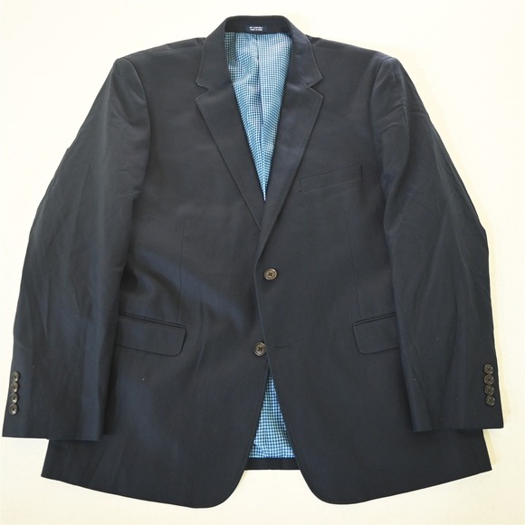 Saddlebred 44S Navy Blue 100% Cotton‎ Mens Blazer Suit Jacket Sport Coat
